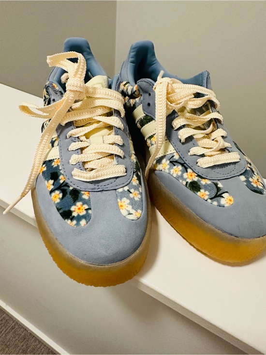 adidas Shoes - adidas Sambae x Liberty of London platform cream and blue suede and floral print